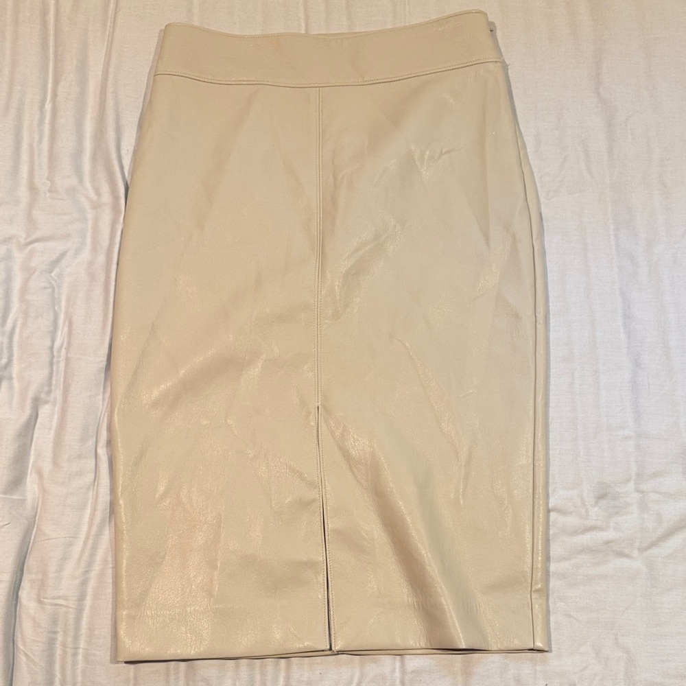 Babaton Cream Vegan Leather Pegu Skirt